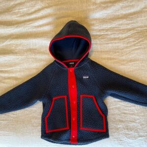 Patagonia Kid’s Retro Pile Fleece (Navy/Red) - 5T